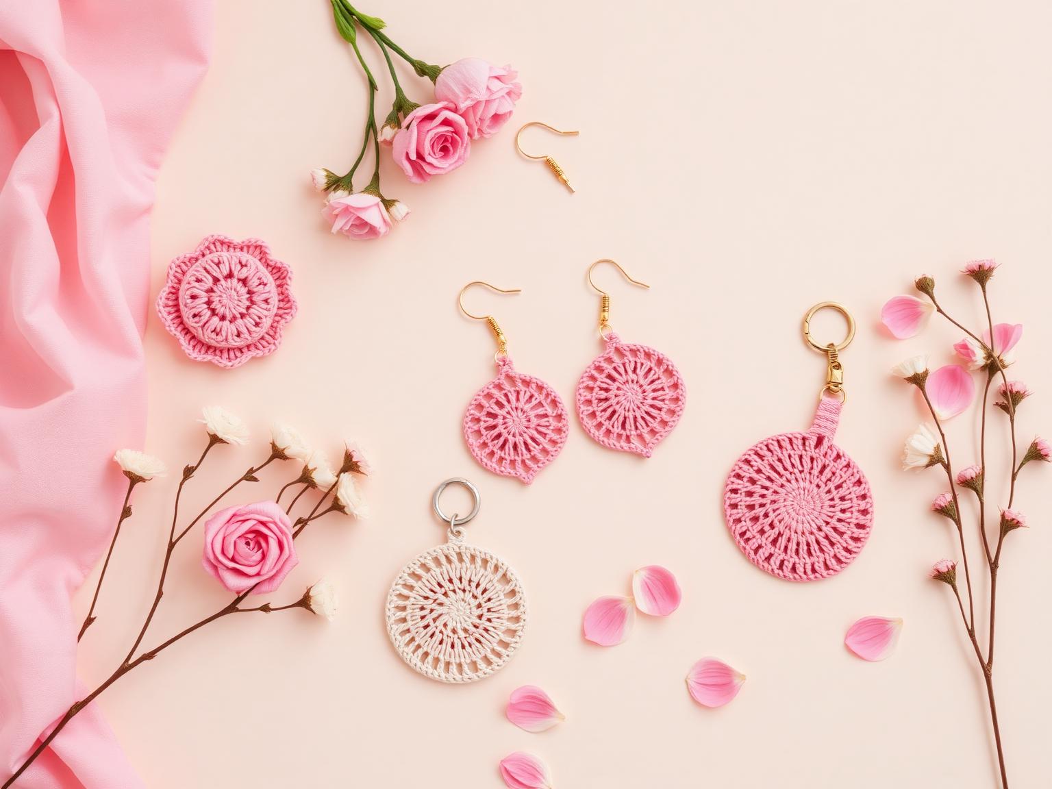 Handmade pastel pink accessories